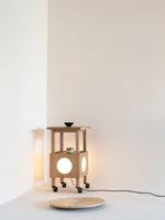 Cubby Mobile Table Lamp in Cherry Wood and Acrylic