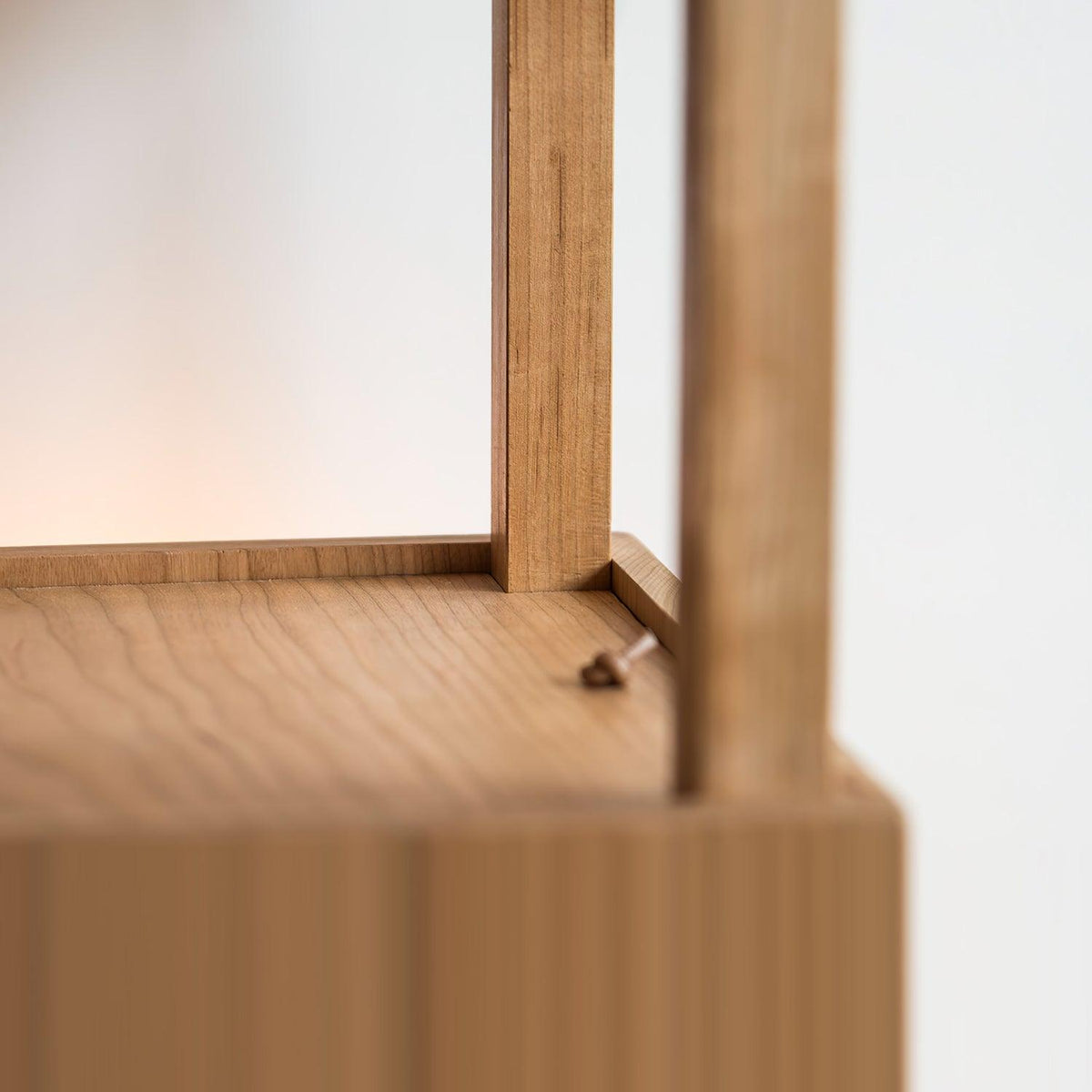 Cubby Mobile Table Lamp in Cherry Wood and Acrylic