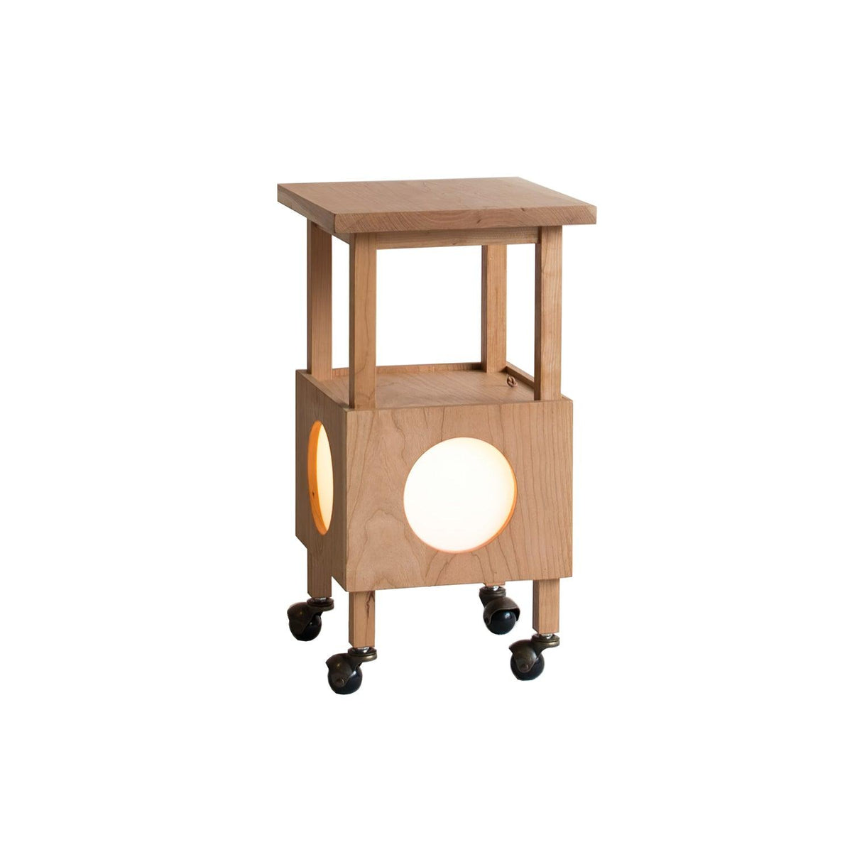 Cubby Mobile Table Lamp in Cherry Wood and Acrylic