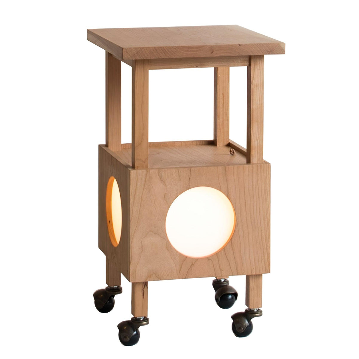 Cubby Mobile Table Lamp in Cherry Wood and Acrylic