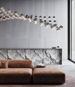 Cubic Luster Cascade Chandelier – Modern Geometric Crystal Pendant Light