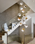 Cubic Luster Cascade Chandelier – Modern Geometric Crystal Pendant Light