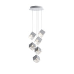 Cubic Luster Cascade Chandelier – Modern Geometric Crystal Pendant Light