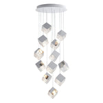 Cubic Luster Cascade Chandelier – Modern Geometric Crystal Pendant Light