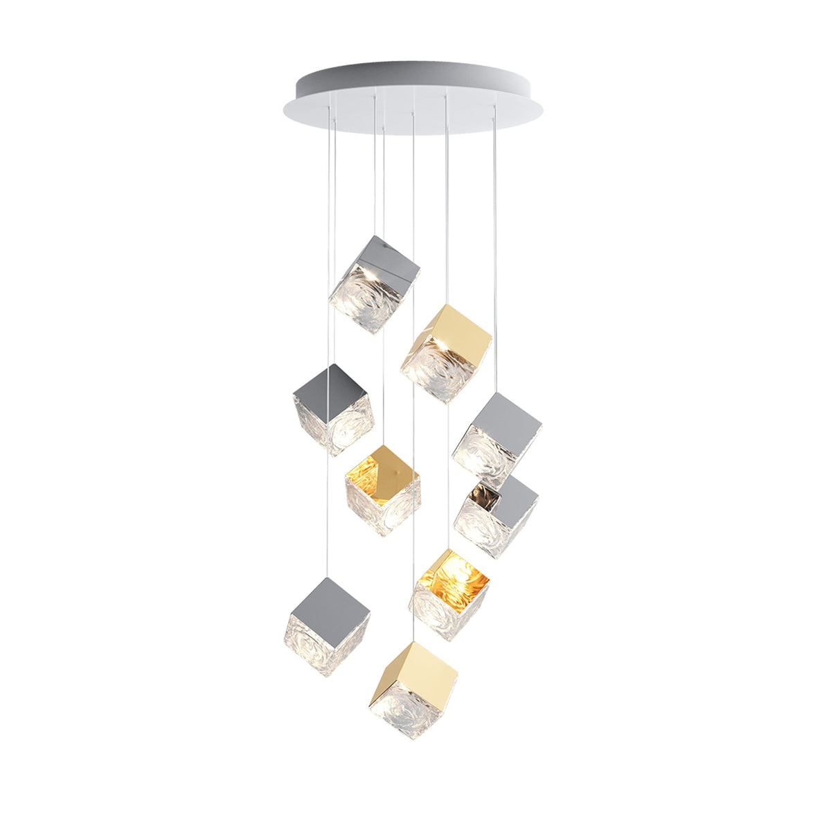 Cubic Luster Cascade Chandelier – Modern Geometric Crystal Pendant Light