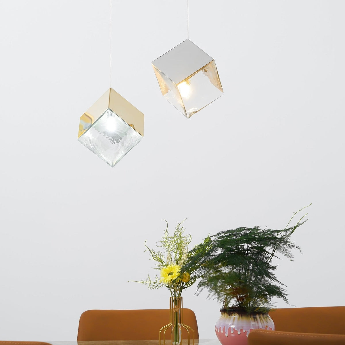 Cubic Luster Cascade Chandelier – Modern Geometric Crystal Pendant Light