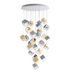 Cubic Luster Cascade Chandelier – Modern Geometric Crystal Pendant Light