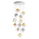 Cubic Luster Cascade Chandelier – Modern Geometric Crystal Pendant Light