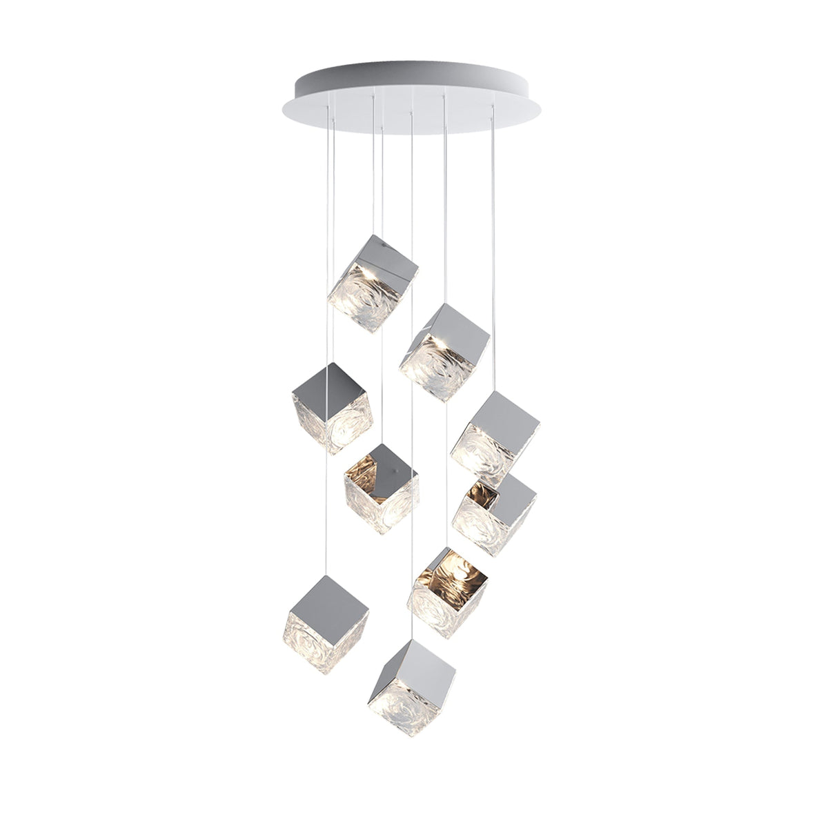 Cubic Luster Cascade Chandelier – Modern Geometric Crystal Pendant Light