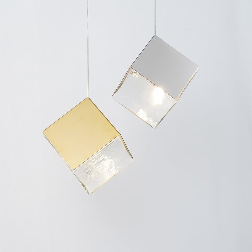 Cubic Luster Cascade Chandelier – Modern Geometric Crystal Pendant Light