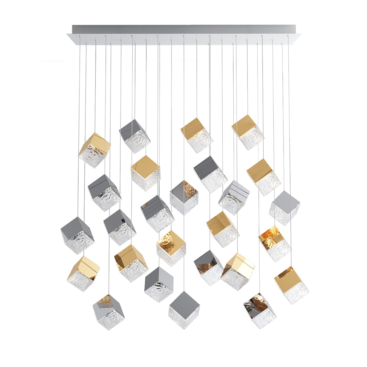 Cubic Luster Cascade Chandelier – Modern Geometric Crystal Pendant Light