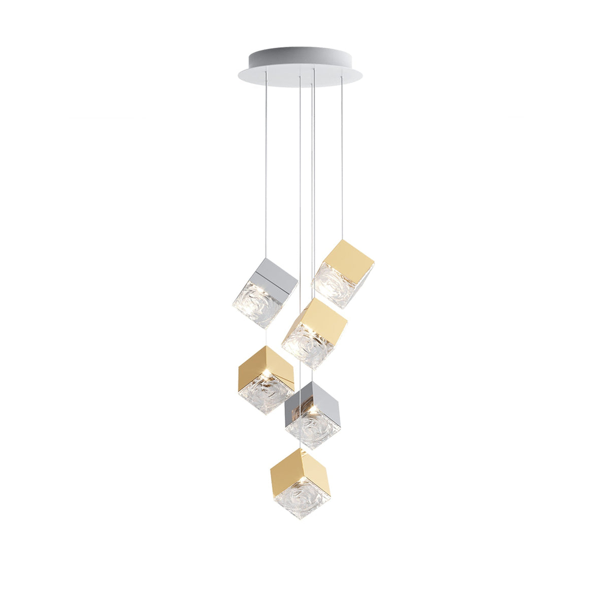 Cubic Luster Cascade Chandelier – Modern Geometric Crystal Pendant Light