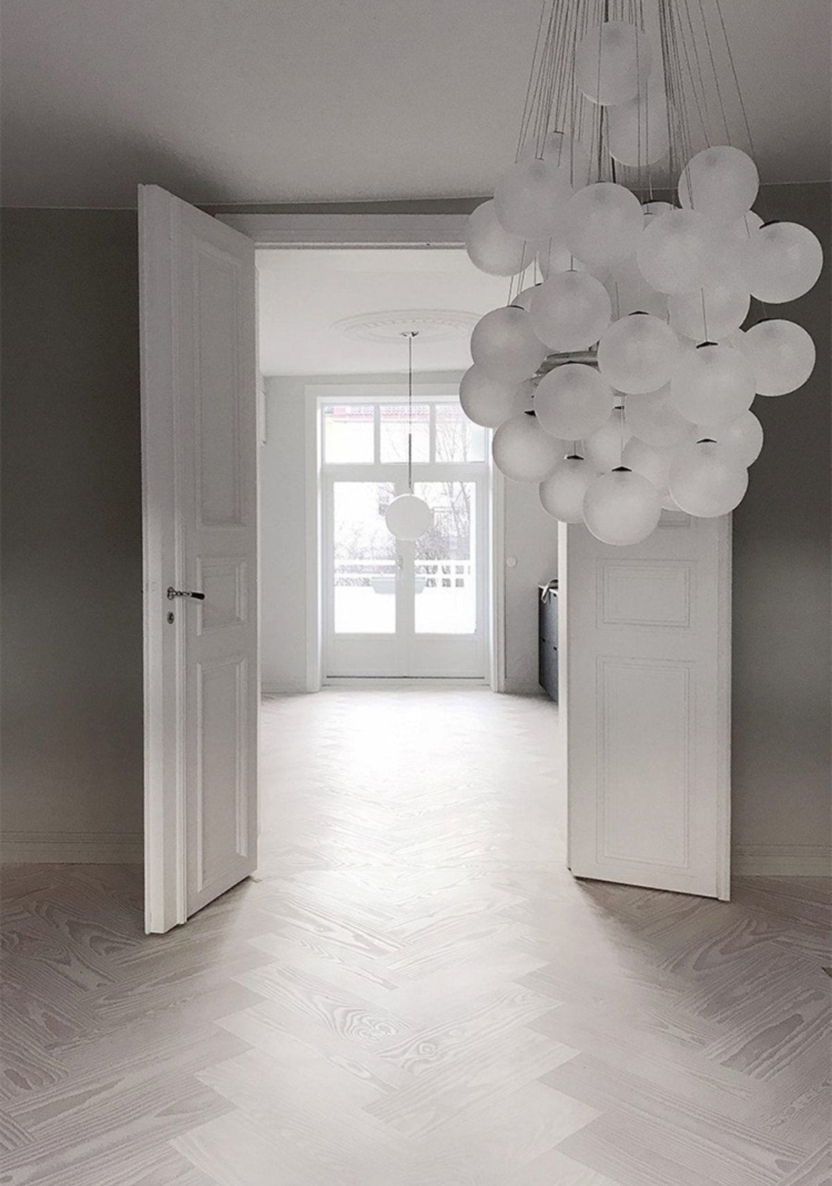 Cumulus Cascade Chandelier — Modern Glass Sphere Pendant Light
