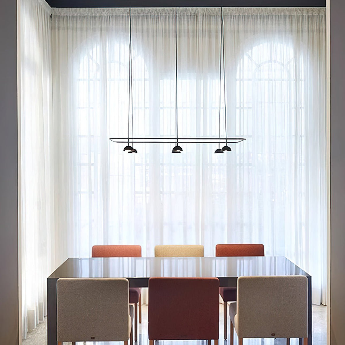 Cupolina LED Chandelier – Modern Black Metal Pendant Light for Dining Room and Living Room