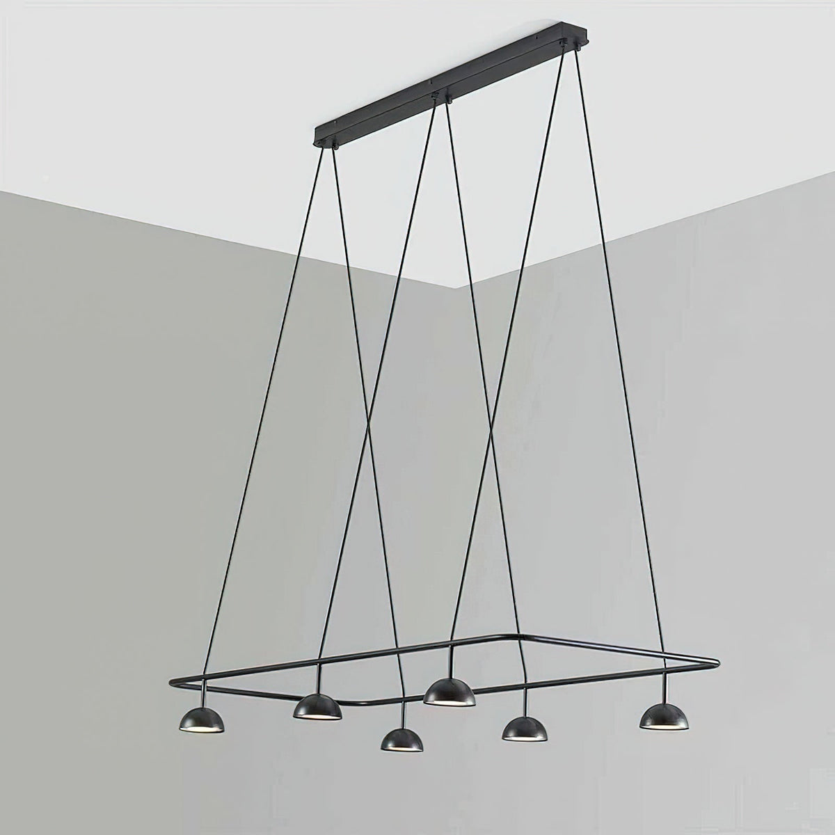 Cupolina LED Chandelier – Modern Black Metal Pendant Light for Dining Room and Living Room