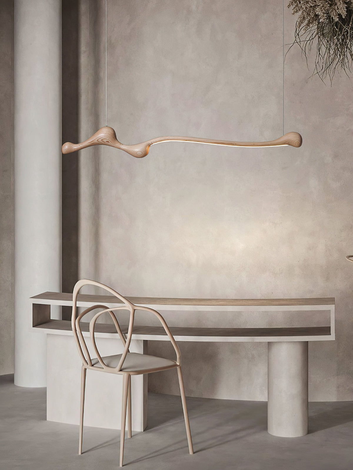 Curva Sculptural Wood LED Pendant Light – Modern Organic Design