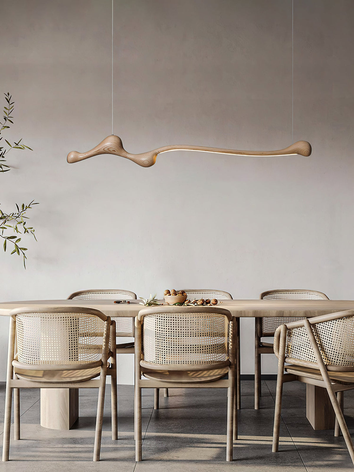 Curva Sculptural Wood LED Pendant Light – Modern Organic Design