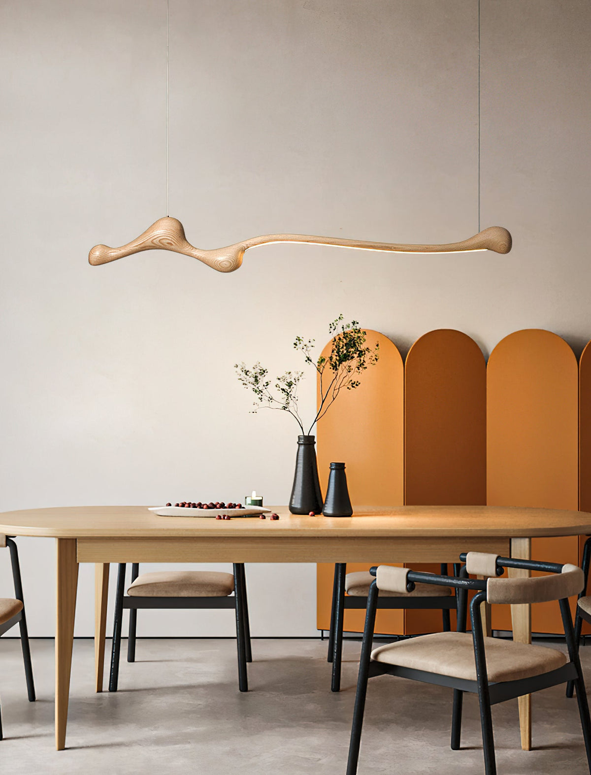 Curva Sculptural Wood LED Pendant Light – Modern Organic Design