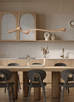Curva Sculptural Wood LED Pendant Light – Modern Organic Design