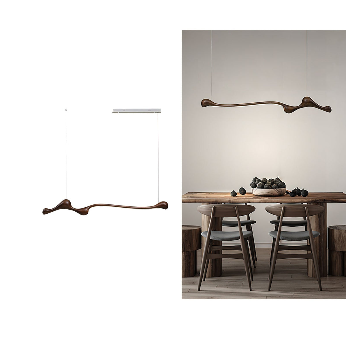 Curva Sculptural Wood LED Pendant Light – Modern Organic Design