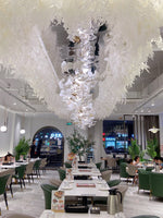 Gingko Leaves Linear Chandelier – Hand-Cast Porcelain Sculptural Pendant Light