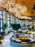 Gingko Leaves Linear Chandelier – Hand-Cast Porcelain Sculptural Pendant Light