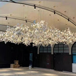 Gingko Leaves Linear Chandelier – Hand-Cast Porcelain Sculptural Pendant Light