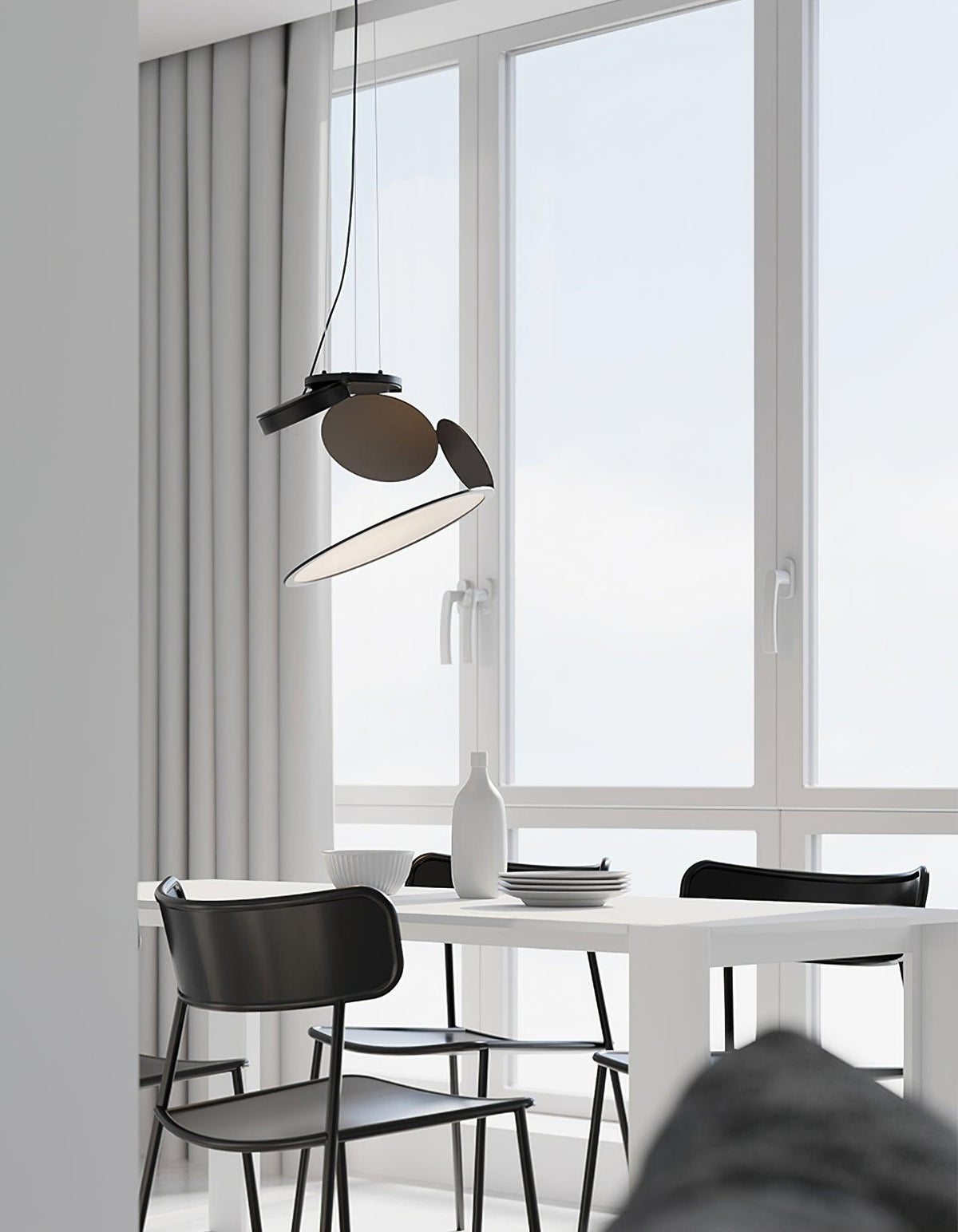 Cut Pendant Lamp – Modern LED Ceiling Light in Black Aluminum