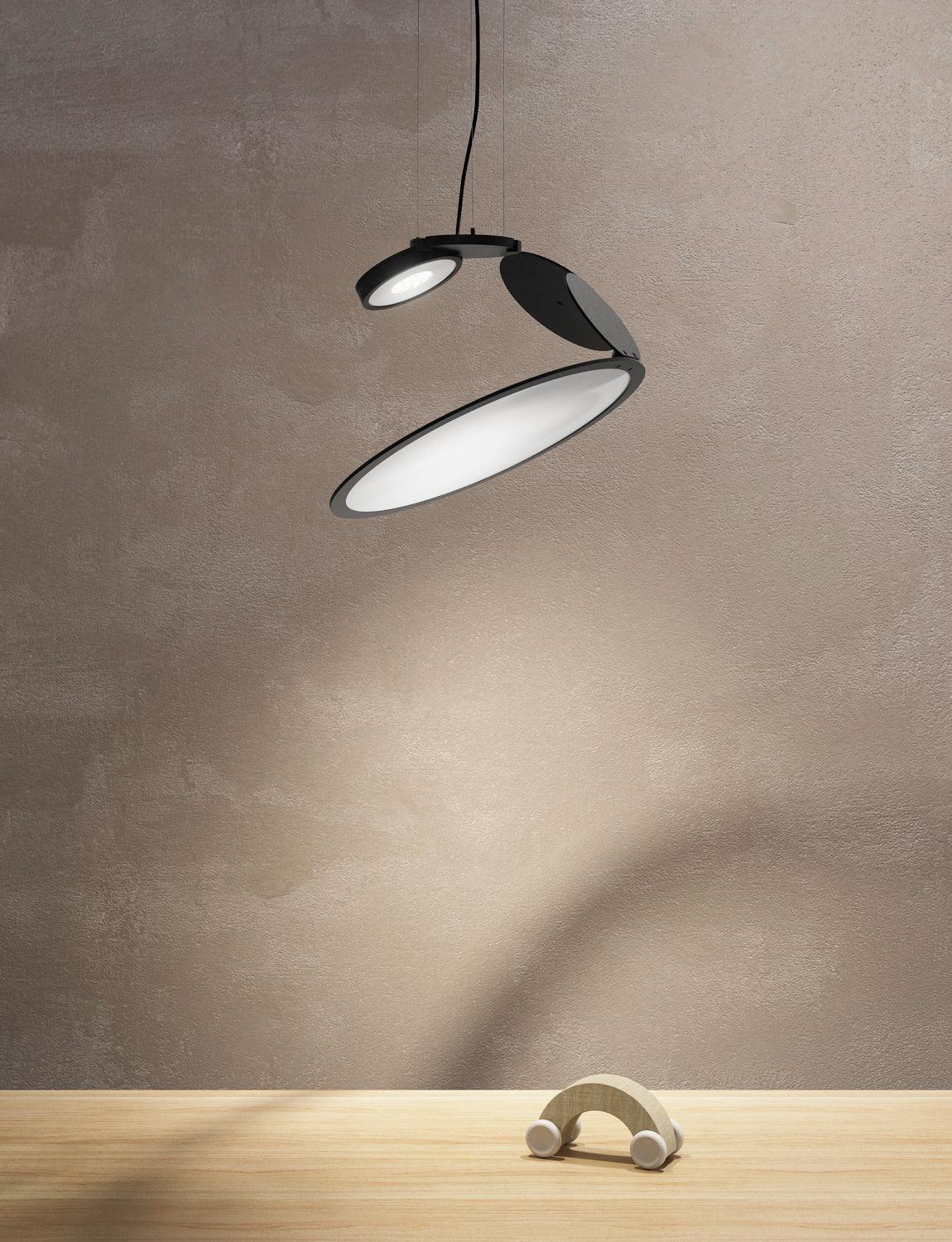 Cut Pendant Lamp – Modern LED Ceiling Light in Black Aluminum