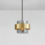 Cylinder Glass Pendant Light with Brass Accents for Modern Interiors