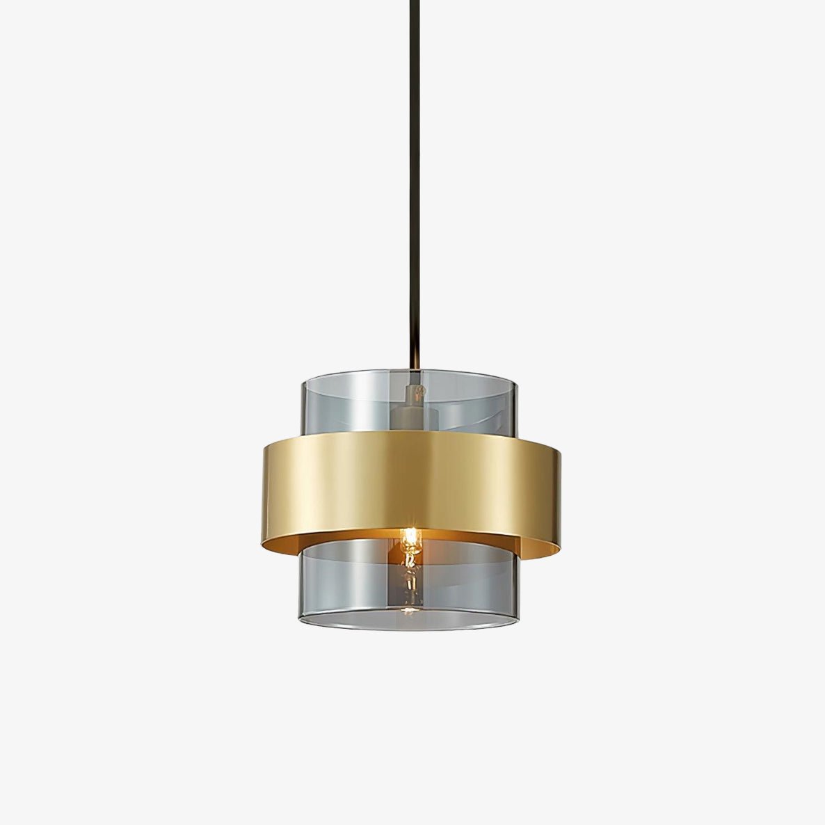Cylinder Glass Pendant Light with Brass Accents for Modern Interiors