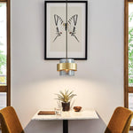Cylinder Glass Pendant Light with Brass Accents for Modern Interiors