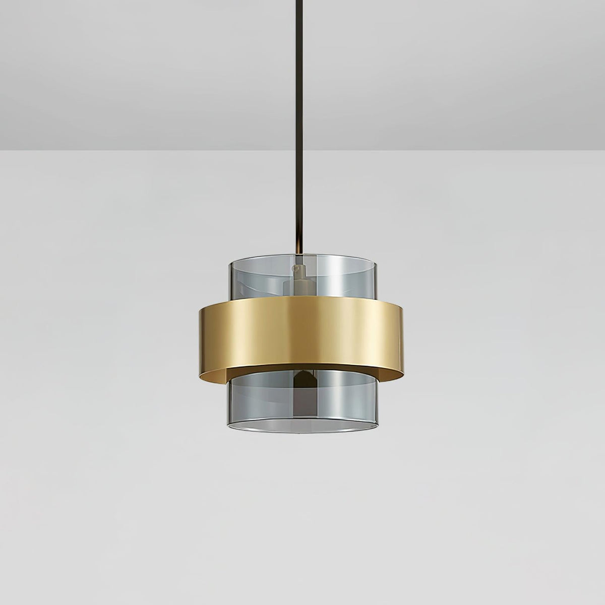 Cylinder Glass Pendant Light with Brass Accents for Modern Interiors