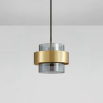 Cylinder Glass Pendant Light with Brass Accents for Modern Interiors