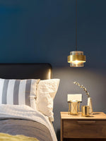 Cylinder Glass Pendant Light with Brass Accents for Modern Interiors