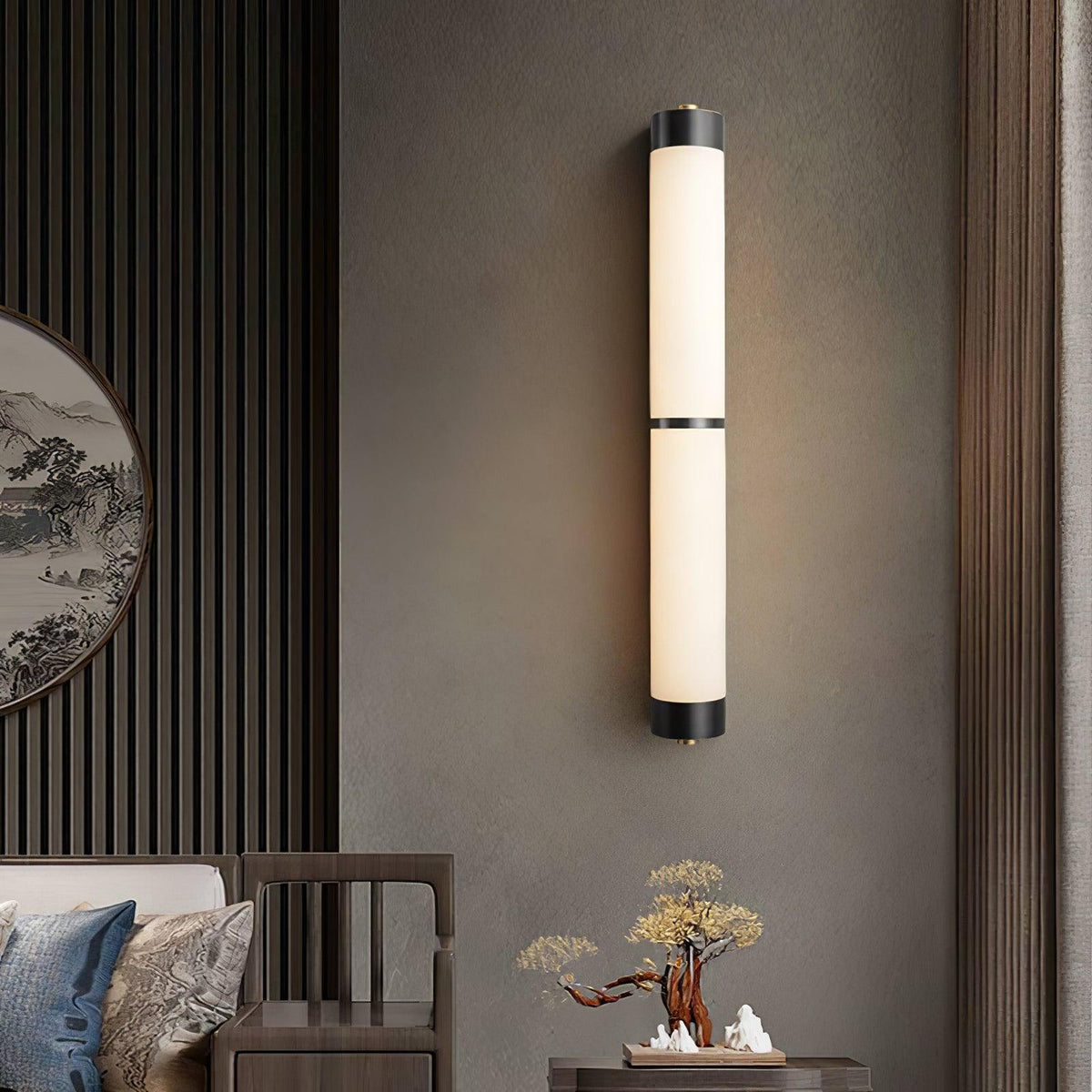 Cylindra Alabaster Brass Wall Sconce – Modern LED Wall Light