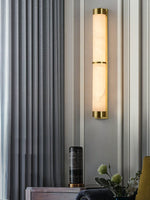 Cylindra Alabaster Brass Wall Sconce – Modern LED Wall Light