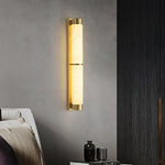 Cylindra Alabaster Brass Wall Sconce – Modern LED Wall Light