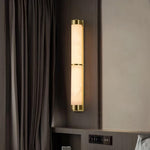 Cylindra Alabaster Brass Wall Sconce – Modern LED Wall Light