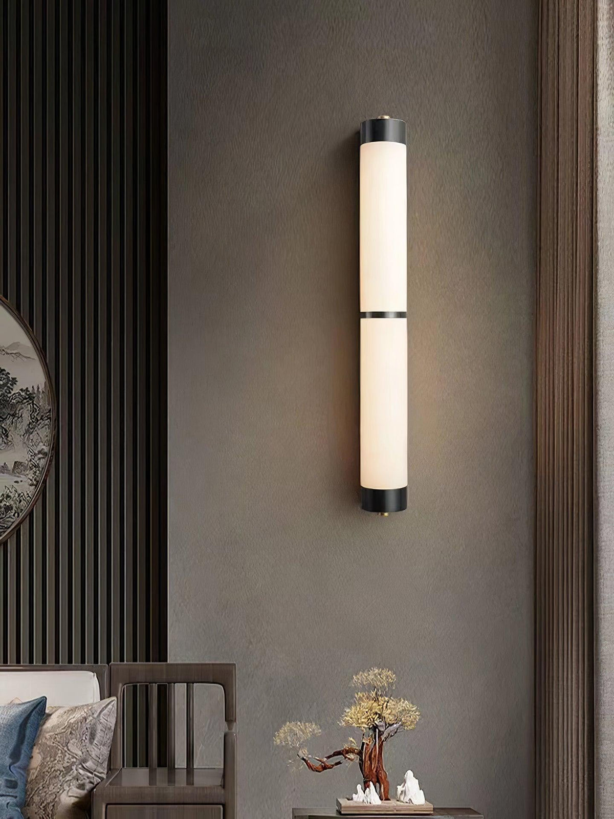 Cylindra Alabaster Brass Wall Sconce – Modern LED Wall Light