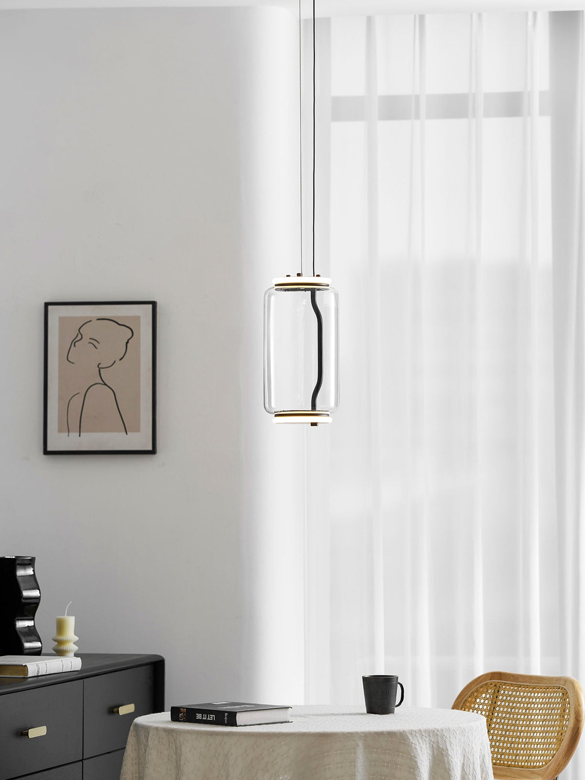 Modular Glass LED Pendant Light with Cylinder, Cone & Bowl Shades