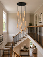 Travertine Cylinder Pendant Light in Warm Stone for Modern Interiors