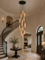 Travertine Cylinder Pendant Light in Warm Stone for Modern Interiors