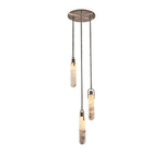 Cascading Alabaster Tube Chandelier in Antique Brass