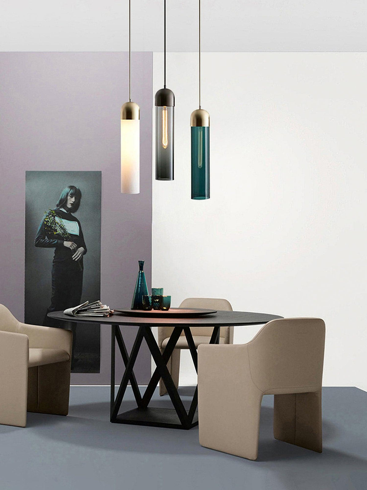 Glass Cylindrical Pendant Light