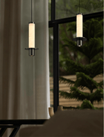 Alabaster Cylinder Pendant Light – Modern Minimalist LED Hanging Lamp