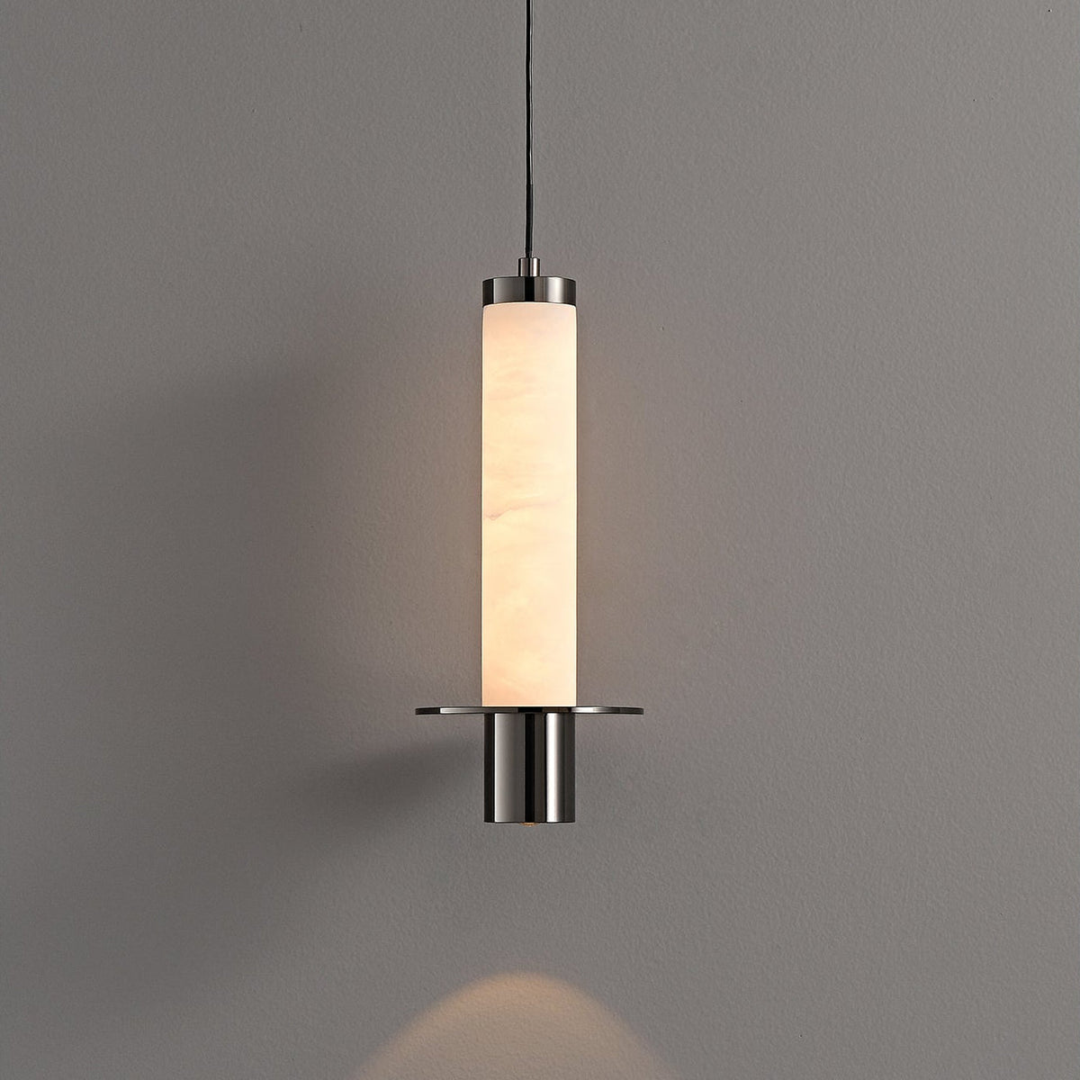 Alabaster Cylinder Pendant Light – Modern Minimalist LED Hanging Lamp