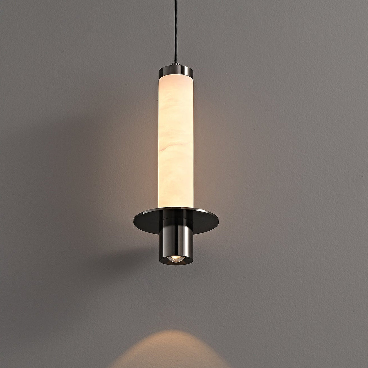 Alabaster Cylinder Pendant Light – Modern Minimalist LED Hanging Lamp