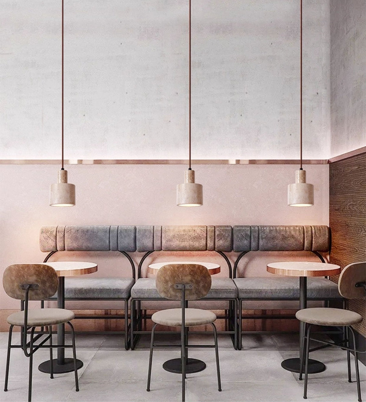 Travertine Cylinder Pendant Light – Natural Stone Hanging Lamp for Modern Interiors