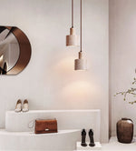 Travertine Cylinder Pendant Light – Natural Stone Hanging Lamp for Modern Interiors